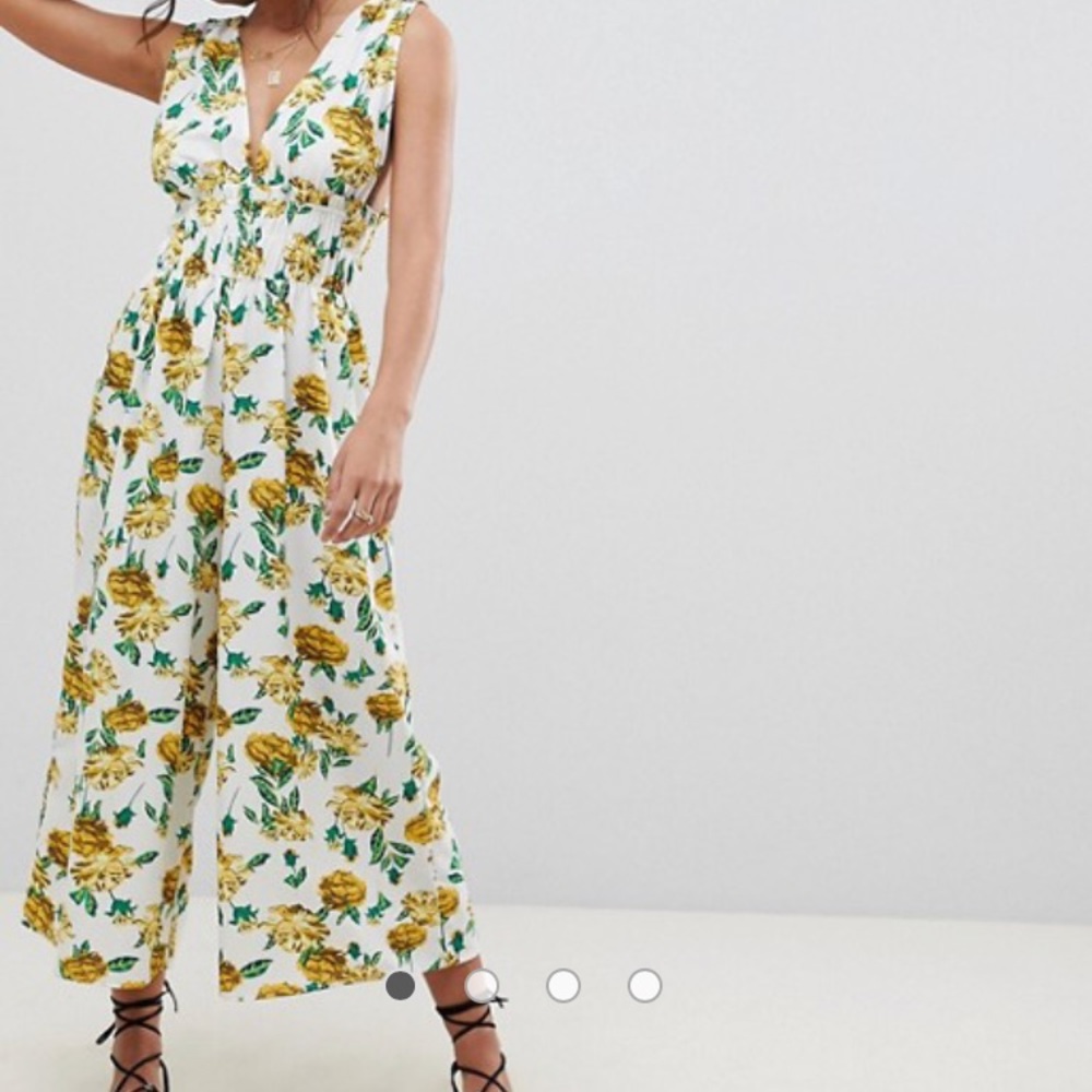 Asos design ruched waist plunge jumpsuit